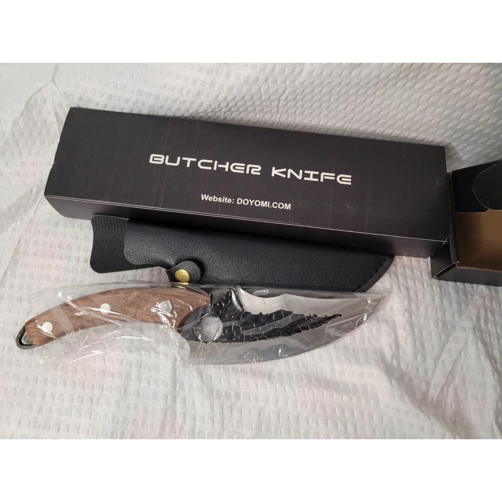 Doyomi Butcher Knife, Hand Forged Serbian Chef Knife & Meat Cleaver Knife & Viki